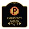 Signmission Emergency Access Route W/ Bidirectional Arrow, Black & Gold Aluminum Sign, 18" x 18", BG-1818-24111 A-DES-BG-1818-24111 - alternate 1
